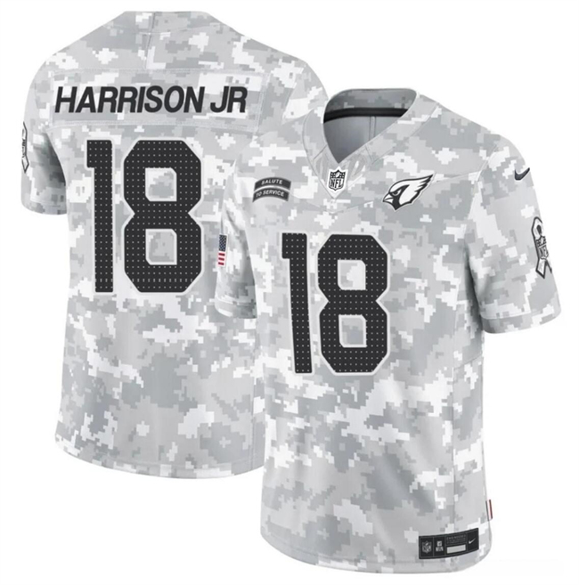 Men's Arizona Cardinals #18 Marvin Harrison Jr. 2024 F.U.S.E Arctic Camo Salute to Service Limited Stitched Football Jersey