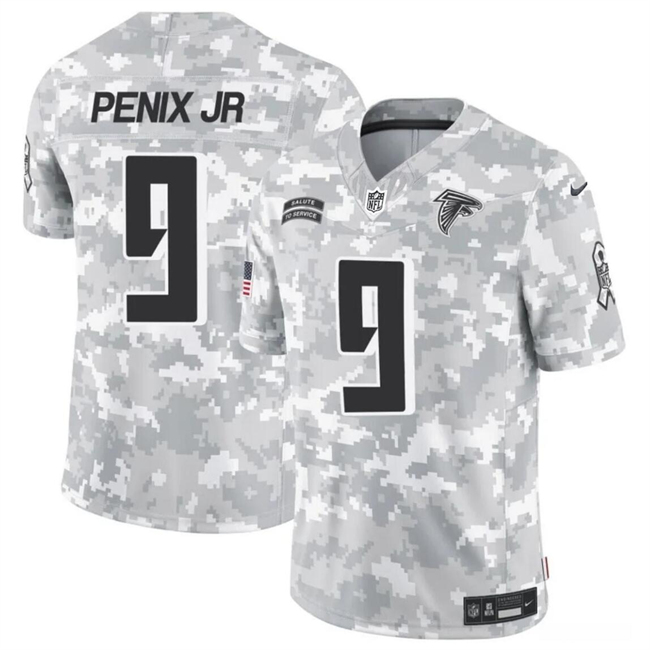 Men's Atlanta Falcons #9 Michael Penix Jr. 2024 F.U.S.E Arctic Camo Salute to Service Limited Stitched Football Jersey