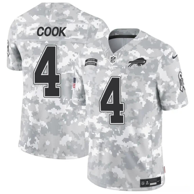 Men's Buffalo Bills #4 James Cook 2024 F.U.S.E Arctic Camo Salute to Service Limited Stitched Football Jersey