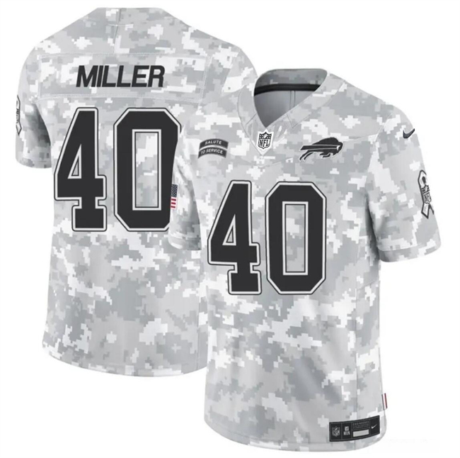 Men's Buffalo Bills #40 Von Miller 2024 F.U.S.E Arctic Camo Salute to Service Limited Stitched Football Jersey