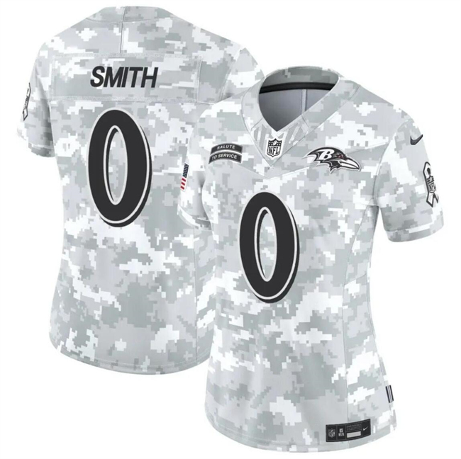 Women's Baltimore Ravens #0 Roquan Smith 2024 F.U.S.E Arctic Camo Salute to Service Limited Stitched Football Jersey(Run Small)