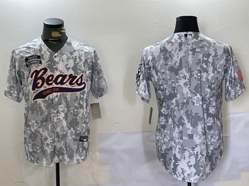 Men's Chicago Bears Blank Arctic Camo 2024 Salute to Service Stitched Baseball Jersey