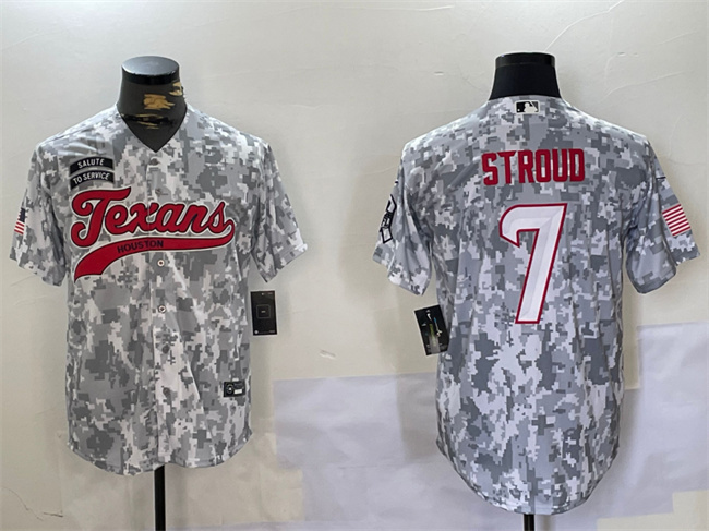 Men's Houston Texans #7 C.J. Stroud 2024 Arctic Camo Salute to Service Stitched Baseball Jersey