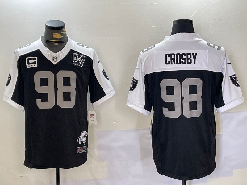 Men's Las Vegas Raiders #98 Maxx Crosby Black Thanksgiving 2024 FUSE Vapor 65th Limited Stitched Jersey