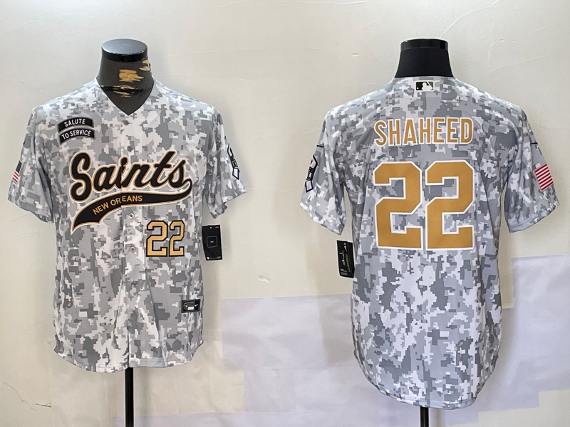 Men's New Orleans Saints #22 Rashid Shaheed Arctic Camo 2024 Salute to Service Stitched Baseball Jerseys