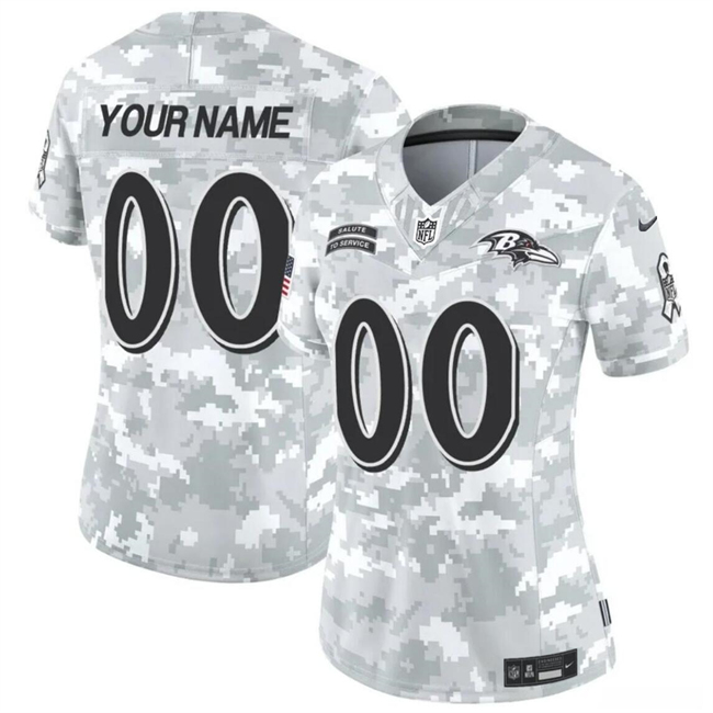 Women's Baltimore Ravens Active Player Custom 2024 F.U.S.E Arctic Camo Salute to Service Limited Stitched Football Jersey(Run Small)