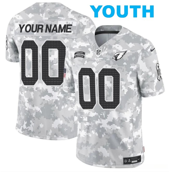 Youth Arizona Cardinals Active Player Custom 2024 F.U.S.E Arctic Camo Salute to Service Limited Stitched Football Jersey