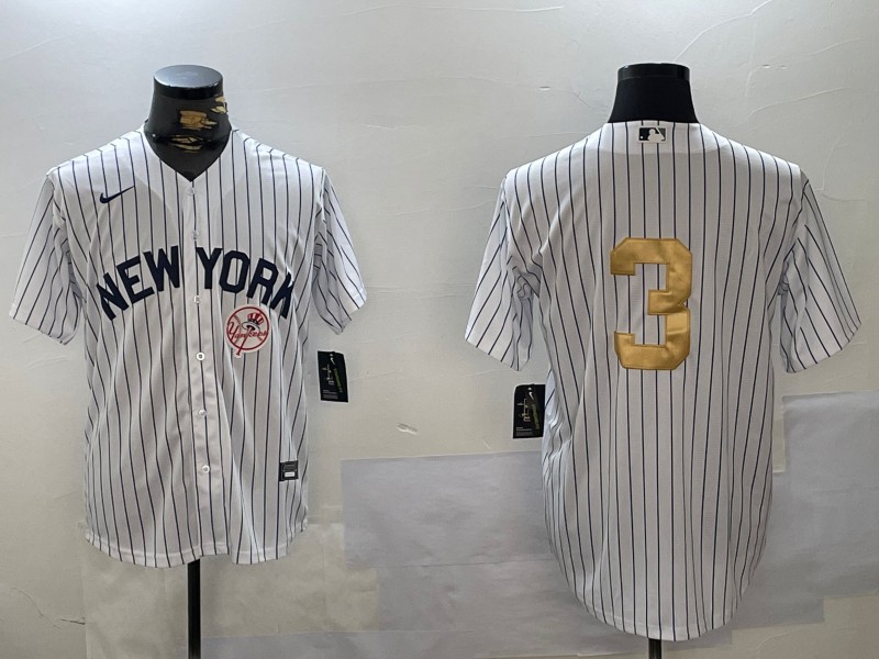 Men's New York Yankees #3 Babe Ruth White Pinstripe Without Name Fashion Cool Base Jersey