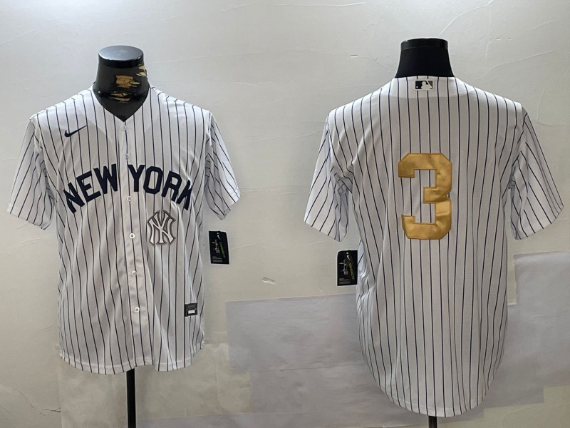 Men's New York Yankees #3 Babe Ruth White Pinstripe Without Name Fashion Cool Base Jersey