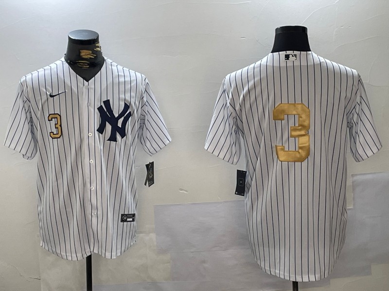 Men's New York Yankees #3 Babe Ruth White Pinstripe Without Name Fashion Cool Base Jersey