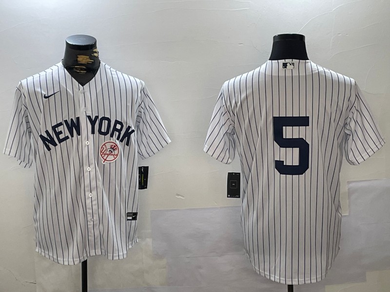 Men's New York Yankees #5 Joe DiMaggio White No Name Cool Base Stitched Jerseys