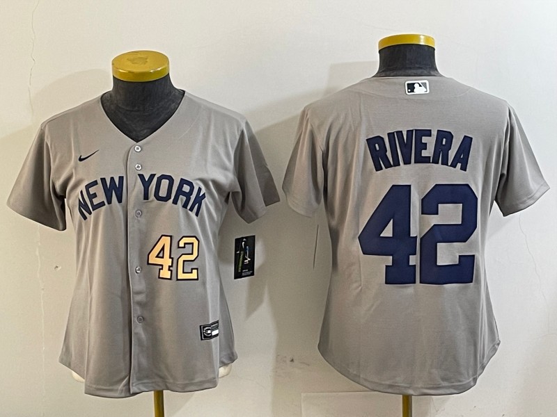 Women's New York Yankees #42 Mariano Rivera Grey Number Field of Dreams Cool Base Jerseys