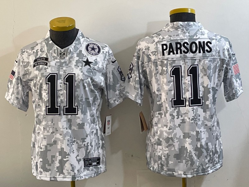 Women's Dallas Cowboys #11 Micah Parsons 2024 FUSE Arctic Camo Salute to Service Limited Stitched Nike Jersey