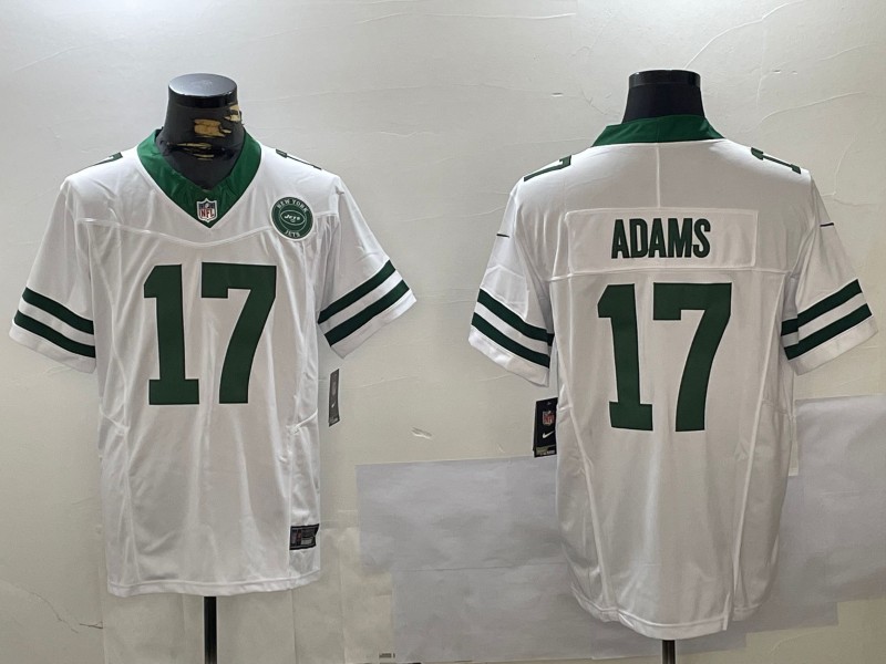 Men's New York Jets #17 Davante Adams White Throwback 2024 Classic Alternate Vapor F.U.S.E. Limited Stitched Football Jerseys