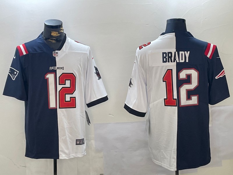 Men's New England Patriots #12 Tom Brady Navy Blue White Two Tone Vapor Untouchable Stitched NFL Nike Limited Jersey