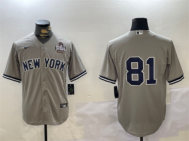 Men's New York Yankees #81 Luis Gil Grey 2024 World Series Cool Base Stitched Baseball Jersey