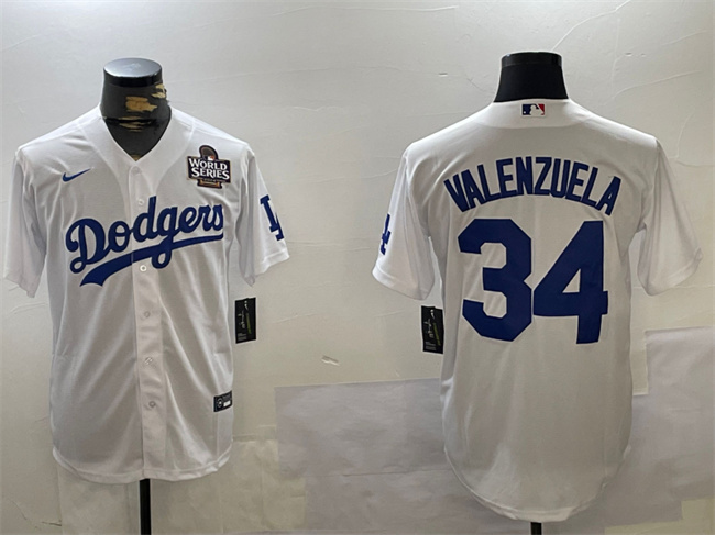 Men's Los Angeles Dodgers #34 Toro Valenzuela White 2024 World Series Cool Base Stitched Baseball Jersey