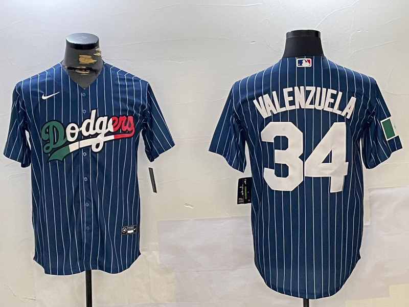 Men's Los Angeles Dodgers #34 Fernando Valenzuela blue Authentic Collection Stitched MLB Jersey