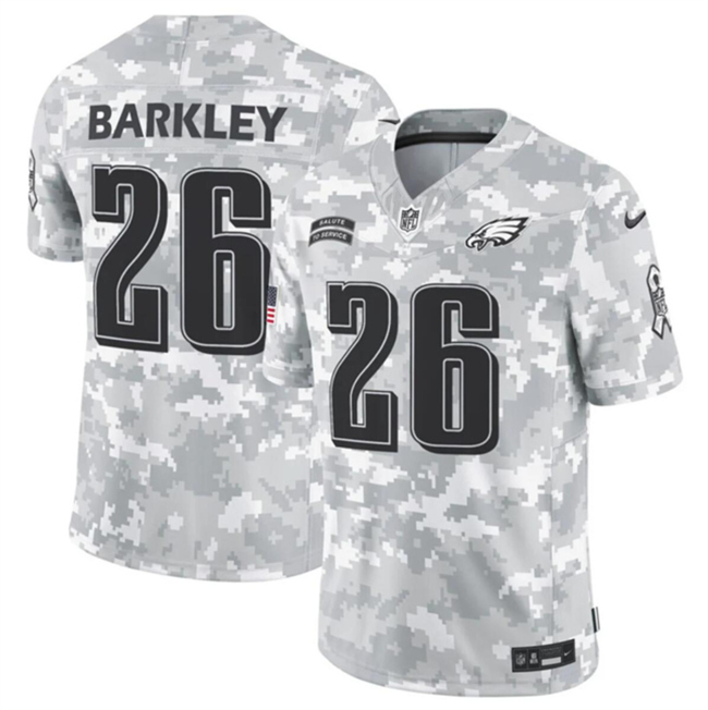 Youth Philadelphia Eagles #26 Saquon Barkley 2024 F.U.S.E Arctic Camo Salute to Service Limited Stitched Football Jersey