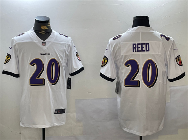 Men's Baltimore Ravens #20 Ed Reed White Vapor Limited Football Jersey