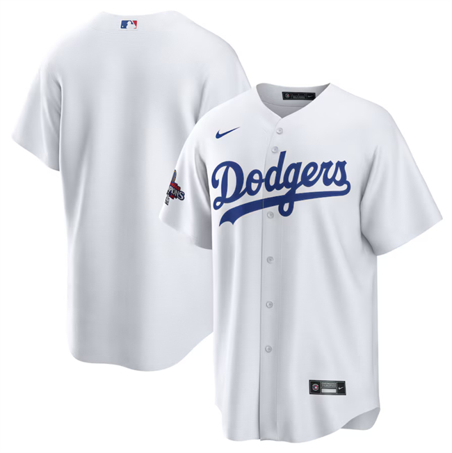 Men's Los Angeles Dodgers Blank White 2024 World Series Champions Cool Base Stitched Baseball Jersey