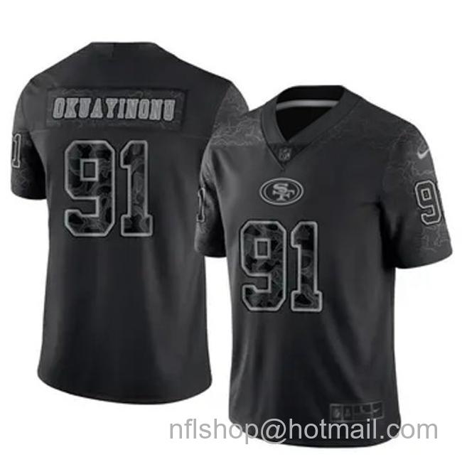 Men's San Francisco 49ers #91 Sam Okuayinonu Vapor Limited Stitched Football Jersey Reflective Black