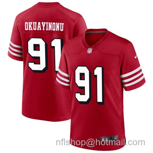 Men's San Francisco 49ers #91 Sam Okuayinonu Scarlet Nike Alternate Game Stitched Football Jersey