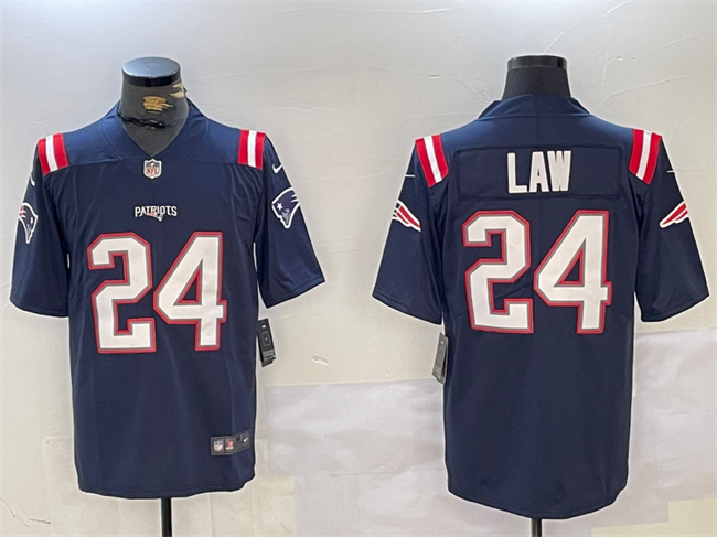 Men's New England Patriots #24 Ty Law Navy Vapor Limited Stitched Football Jersey