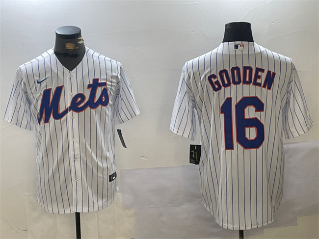 Men's New York Mets #16 Dwight Gooden White Cool Base Stitched Baseball Jersey