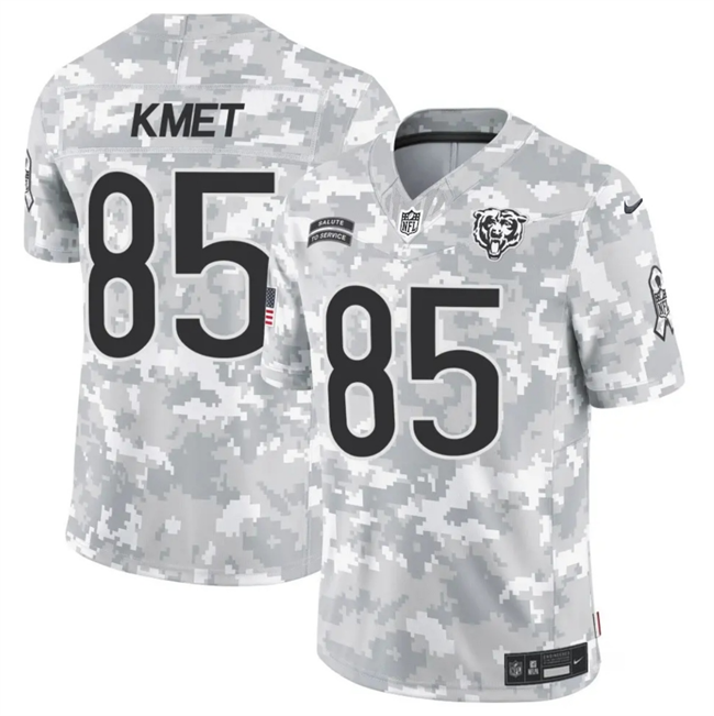 Men's Chicago Bears #85 Cole Kmet 2024 F.U.S.E Arctic Camo Salute to Service Limited Stitched Football Jersey