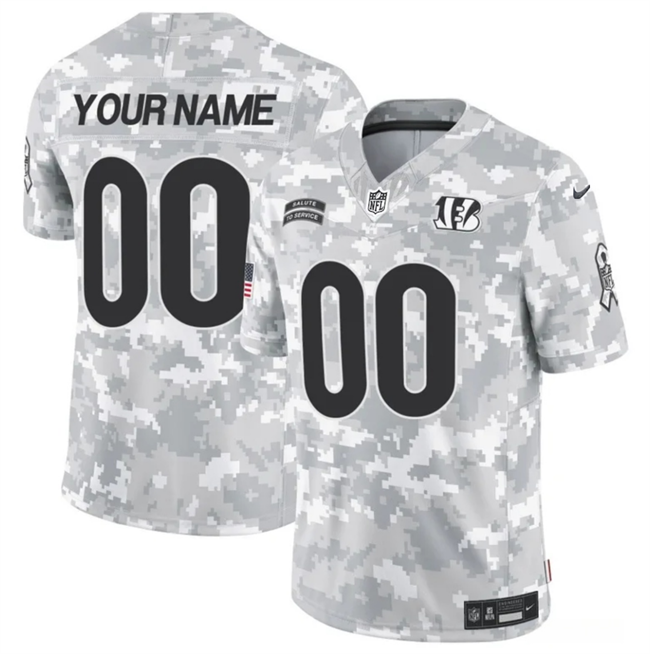 Men's Cincinnati Bengals Custom 2024 F.U.S.E Arctic Camo Salute to Service Limited Stitched Football Jersey