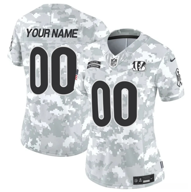 Women's Cincinnati Bengals Custom 2024 F.U.S.E Arctic Camo Salute to Service Limited Stitched Football Jersey(Run Small)