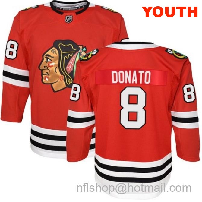 Kids Chicago Blackhawks #8 Ryan Donato Home Red Breakaway Fanatics Stitched Hockey Jersey