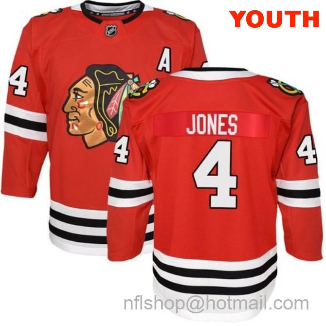 Kids Chicago Blackhawks #4 Seth Jones Home Red Breakaway Fanatics Stitched Hockey Jersey