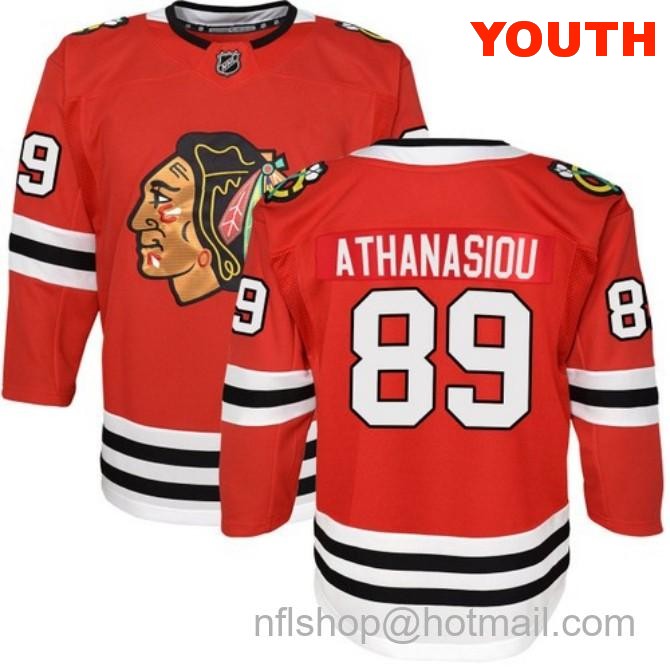 Kids Chicago Blackhawks #89 Andreas Athanasiou Home Red Breakaway Fanatics Stitched Hockey Jersey