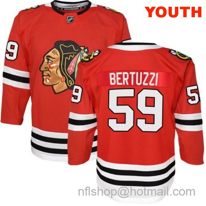 Kids Chicago Blackhawks #59 Tyler Bertuzzi Home Red Breakaway Fanatics Stitched Hockey Jersey