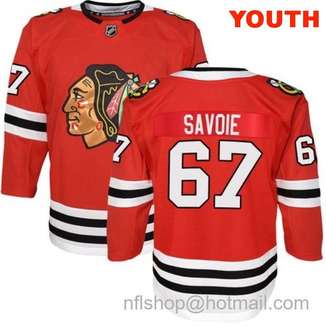 Kids Chicago Blackhawks #67 Samuel Savoie Home Red Breakaway Fanatics Stitched Hockey Jersey