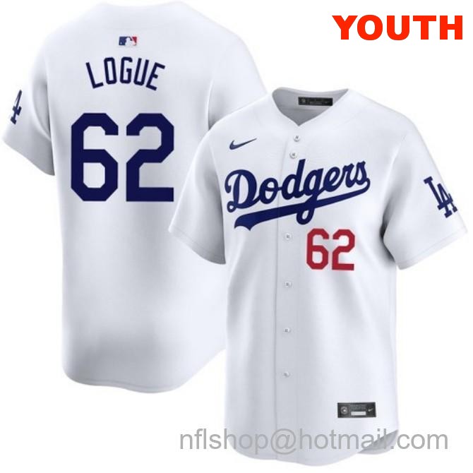 Zach Logue Los Angeles Dodgers Youth Home White Limited Stitched Baseball Jersey