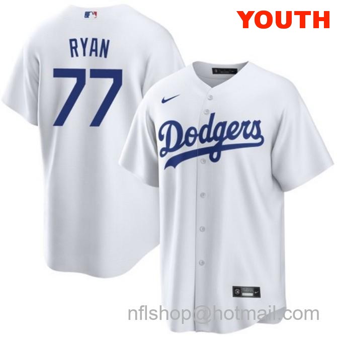 River Ryan Los Angeles Dodgers Youth White Cool Base Stitched Baseball Jersey