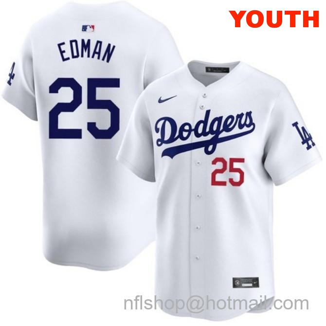 Tommy Edman Los Angeles Dodgers Youth Home White Limited Stitched Baseball Jersey