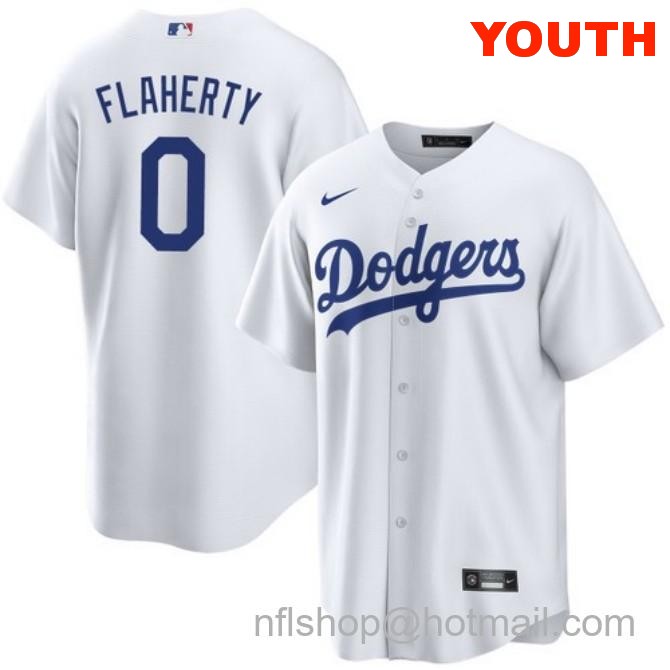 Jack Flaherty Los Angeles Dodgers Youth Home White Cool Base Stitched Baseball Jersey