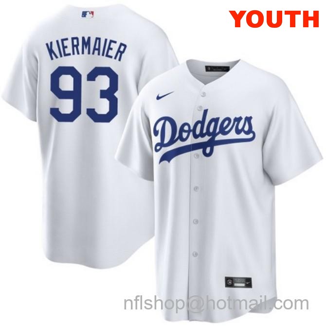 Kevin Kiermaier Los Angeles Dodgers Youth Home White Cool Base Stitched Baseball Jersey