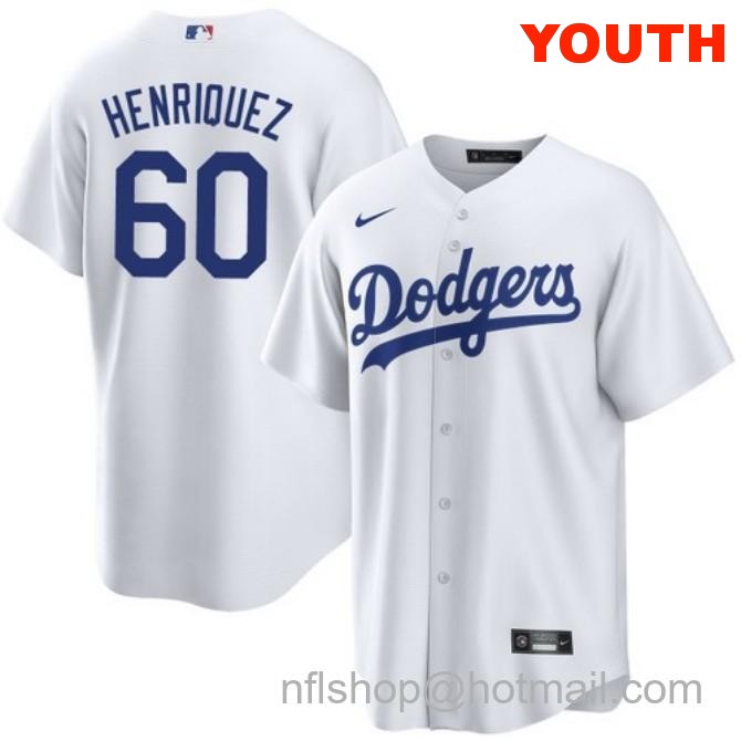 Edgardo Henriquez Los Angeles Dodgers Youth Home White Cool Base Stitched Baseball Jersey