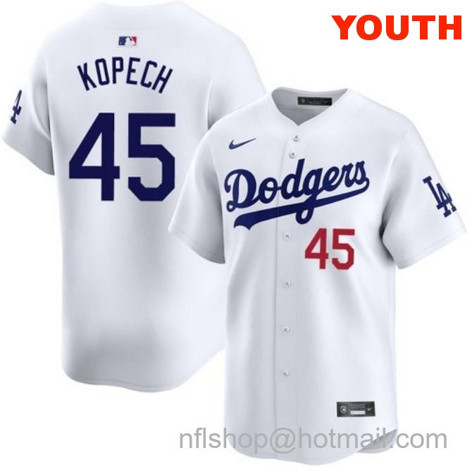 Michael Kopech Los Angeles Dodgers Youth Home White Limited Stitched Baseball Jersey