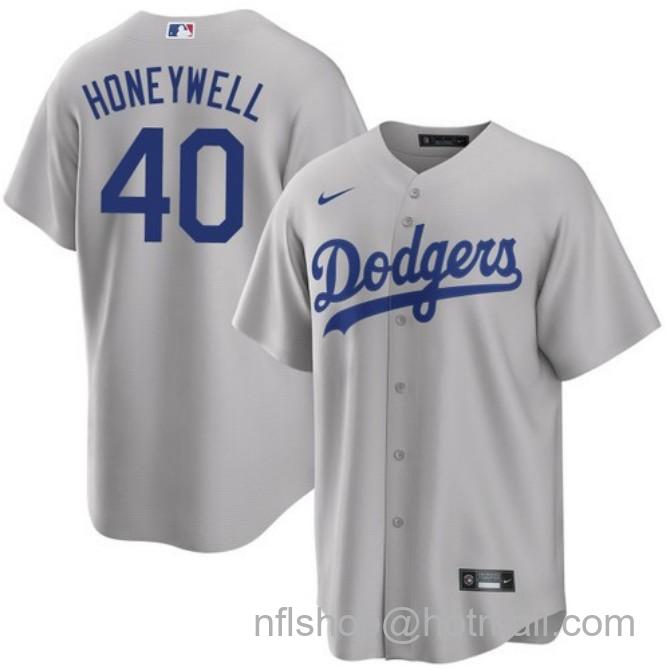 Nike Men's #40 Brent Honeywell Gray Los Angeles Dodgers Alternate Road Stitched Baseball Jersey