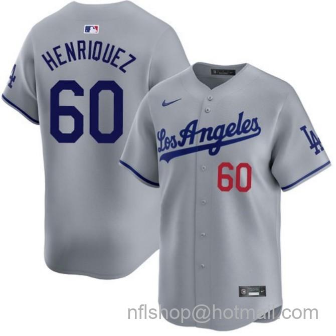 Nike Men's #60 Edgardo Henriquez Gray Los Angeles Dodgers Road Limited Stitched Baseball Jersey