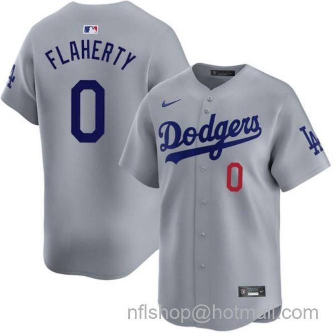 Nike Men's #0 Jack Flaherty Gray Los Angeles Dodgers Alternate Road Limited Stitched Baseball Jersey