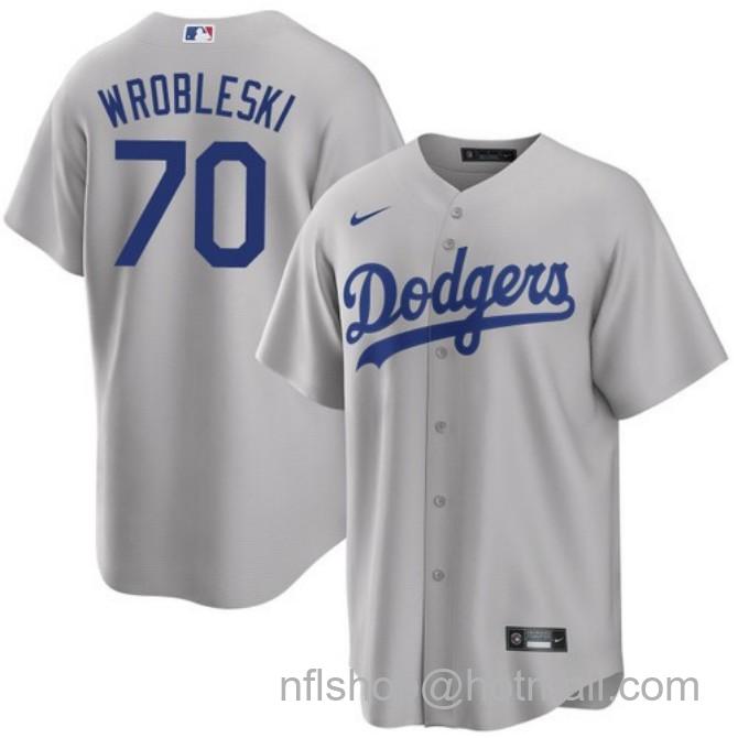 Nike Men's #70 Justin Wrobleski Gray Los Angeles Dodgers Alternate Road Stitched Baseball Jersey