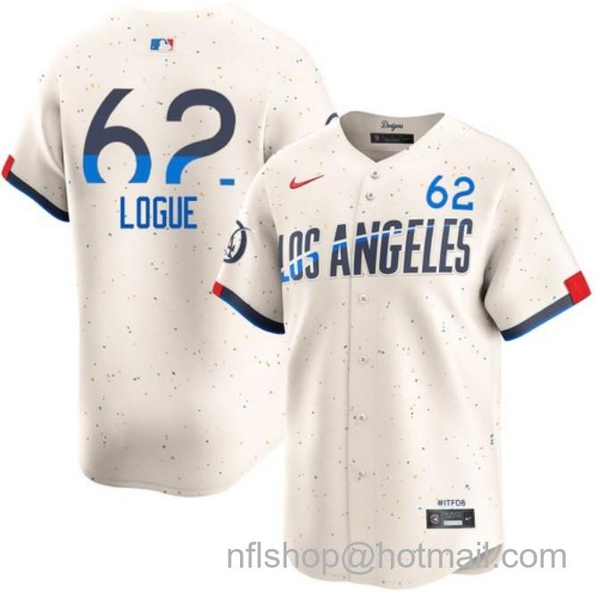 Nike Men's #62 Zach Logue Cream Los Angeles Dodgers City Connect Limited Stitched Baseball Jersey