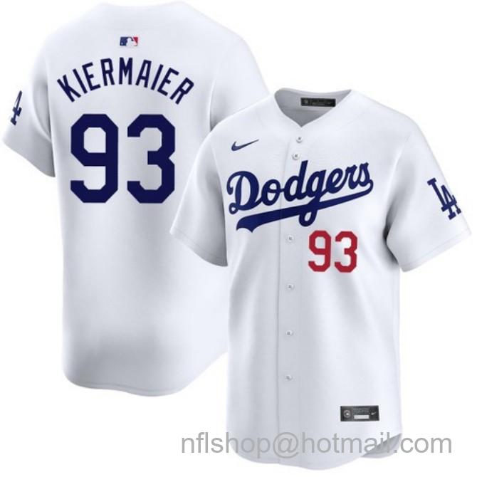 Nike Men's #93 Kevin Kiermaier White Los Angeles Dodgers Home Limited Stitched Baseball Jersey